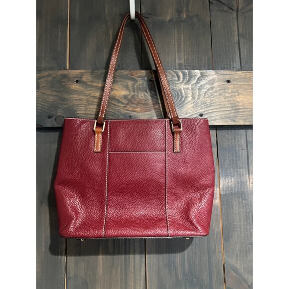 Dooney & Bourke Purse Shoulder Bag Red Burgundy Leather Quality Handbag - Picture 3 of 12